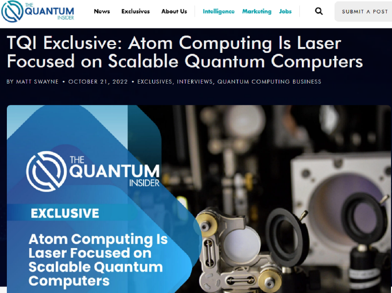Atom Computing, 확장 가능한 양자 컴퓨터에 레이저 초점