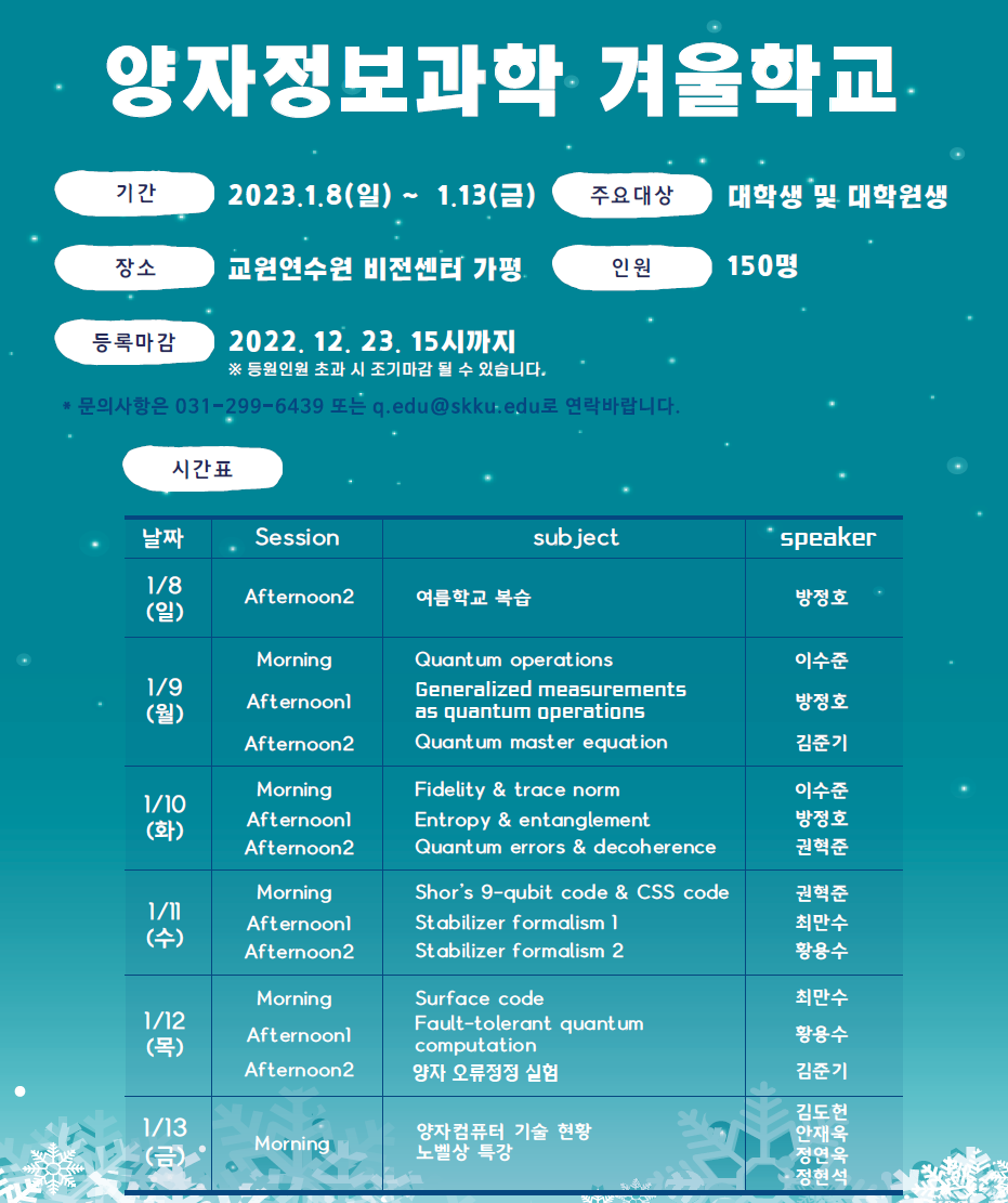 2022 양자정보과학 겨울학교