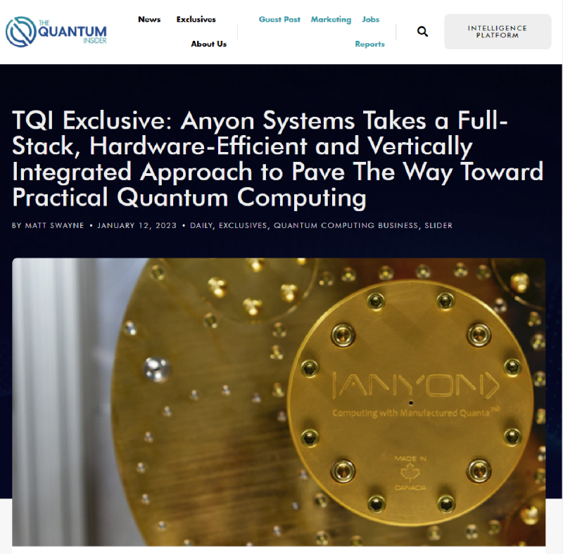 Anyon Systems, 풀 스택, 하드웨어 효율적 수직 통합된 접근 방식 채택, 실용적인 양자 컴퓨팅을 향하여