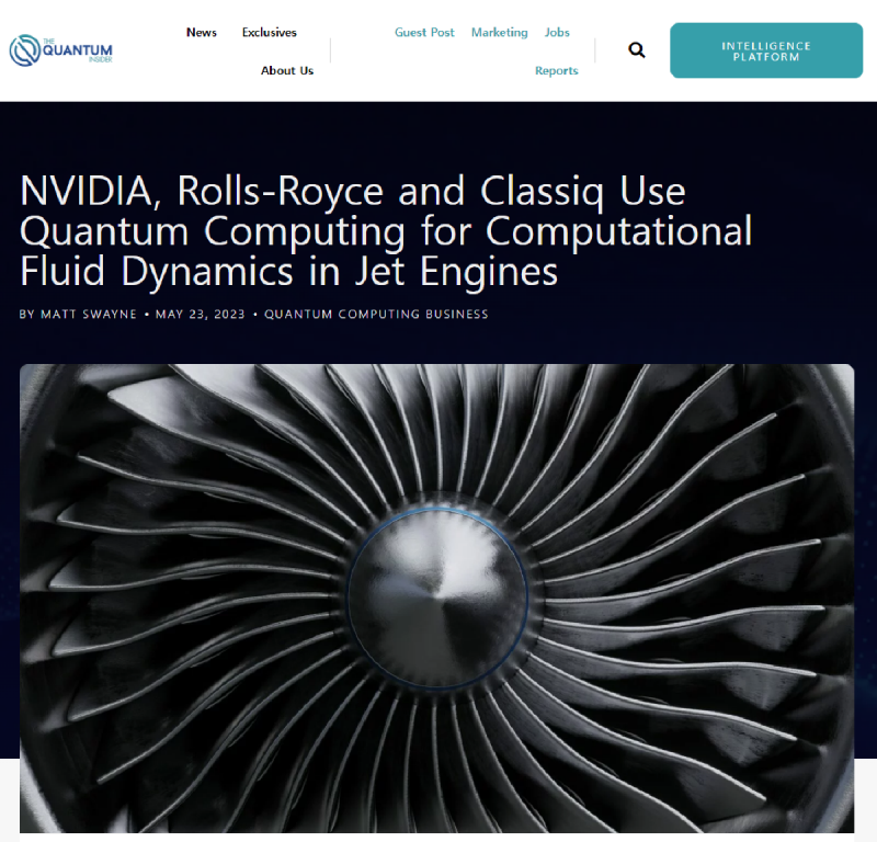 NVIDIA, Rolls-Royce 및 Classiq, 제트 엔진의 전산 유체 역학(CFD)에 양자 컴퓨팅 사용