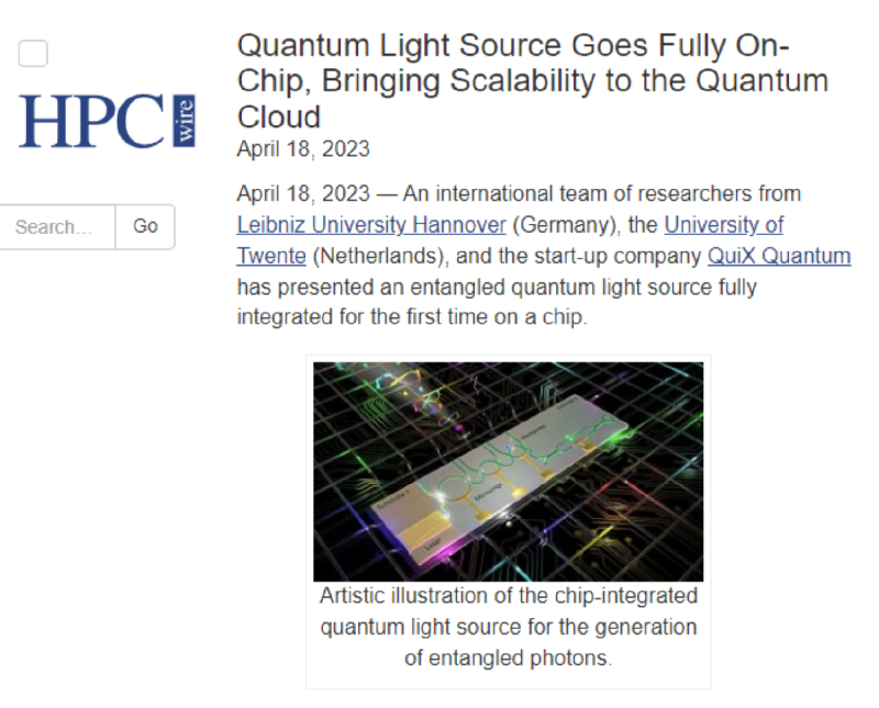 Quantum Light Source가 완전히 온칩으로 전환, Quantum Cloud에 확장성 제공