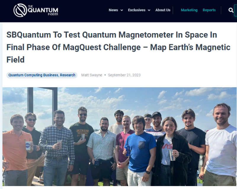 SBQuantum, MagQuest Challenge 마지막 단계로 우주에서 양자 자력계 테스트