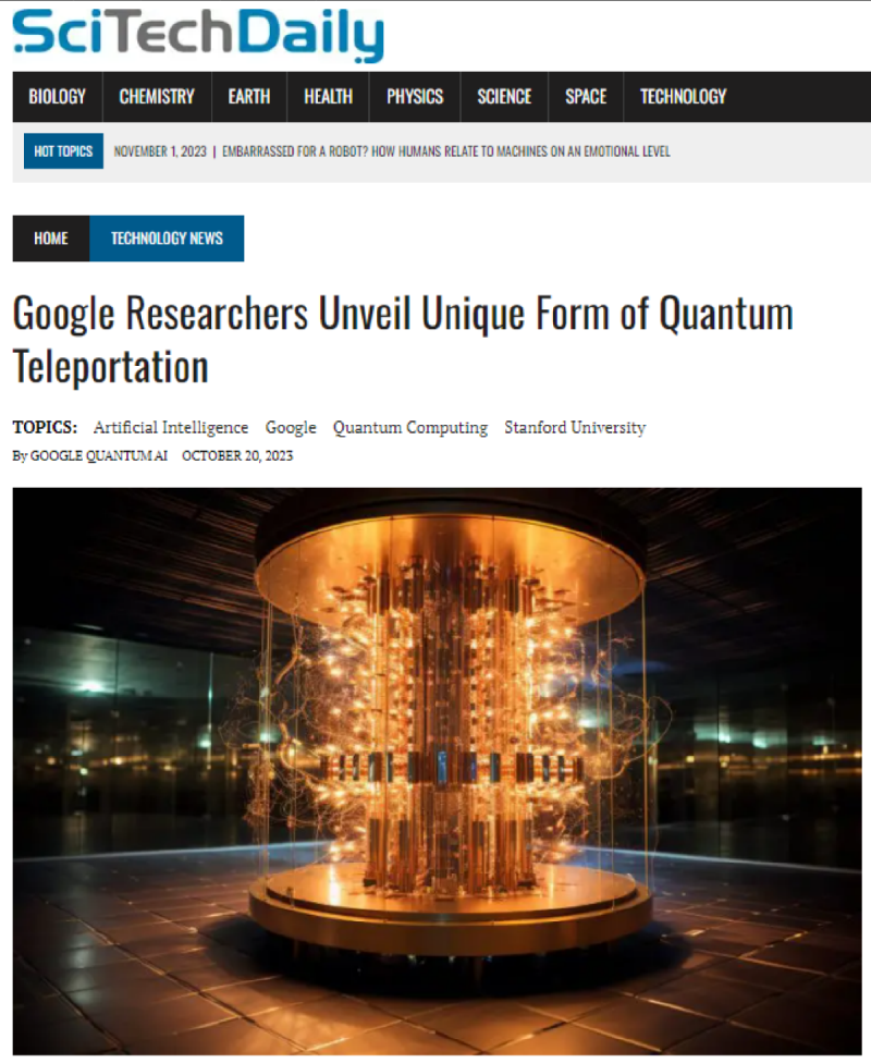 Google 연구진, 독특한 형태의 양자 순간 이동 공개