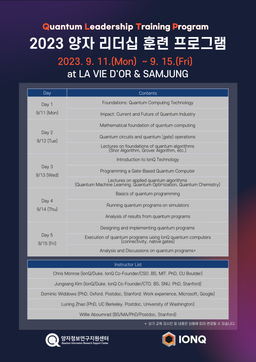2023 IonQ 양자 리더십 훈련 프로그램
