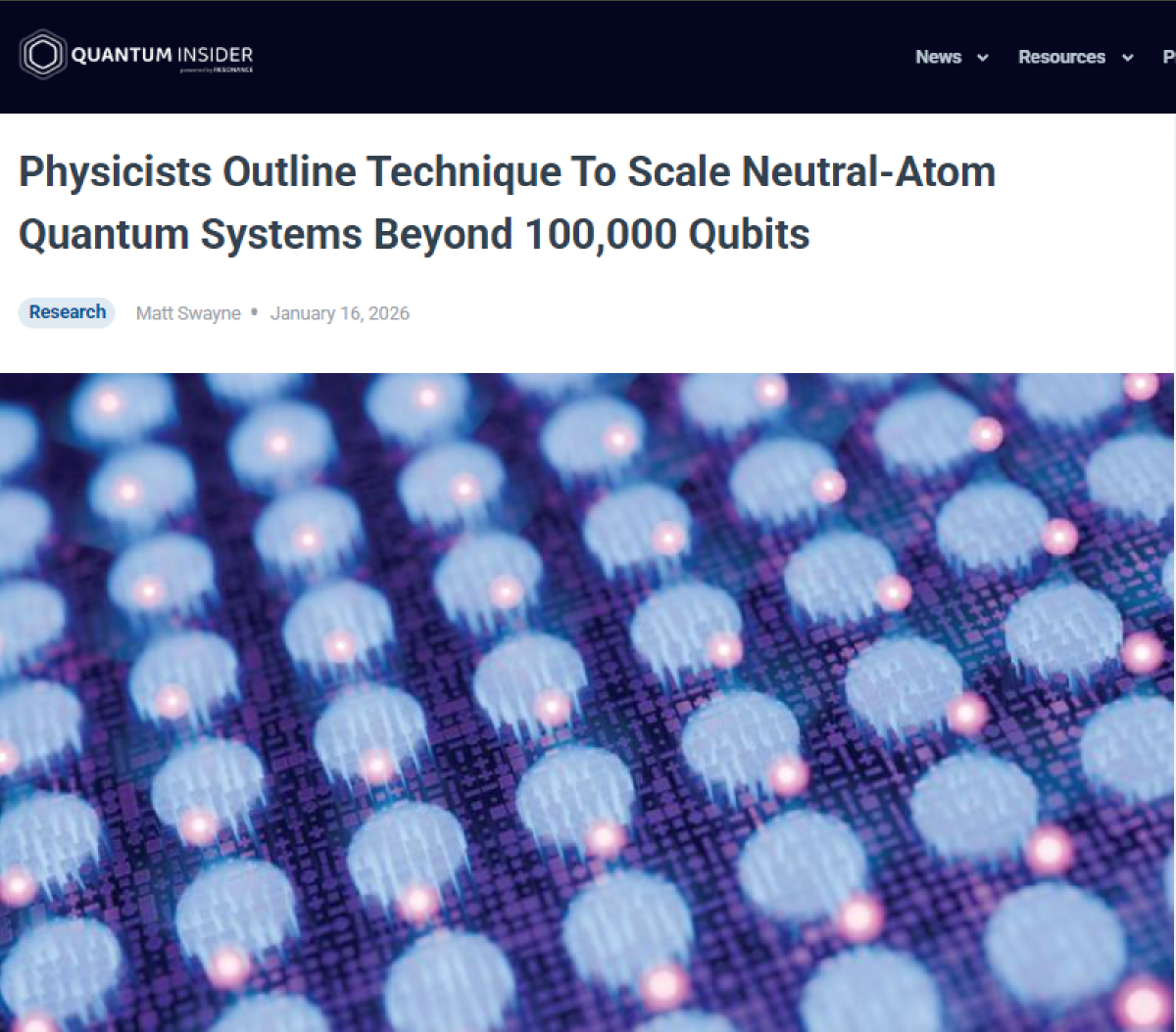 중성원자 양자시스템_10만 큐비트 확장 전략 제시