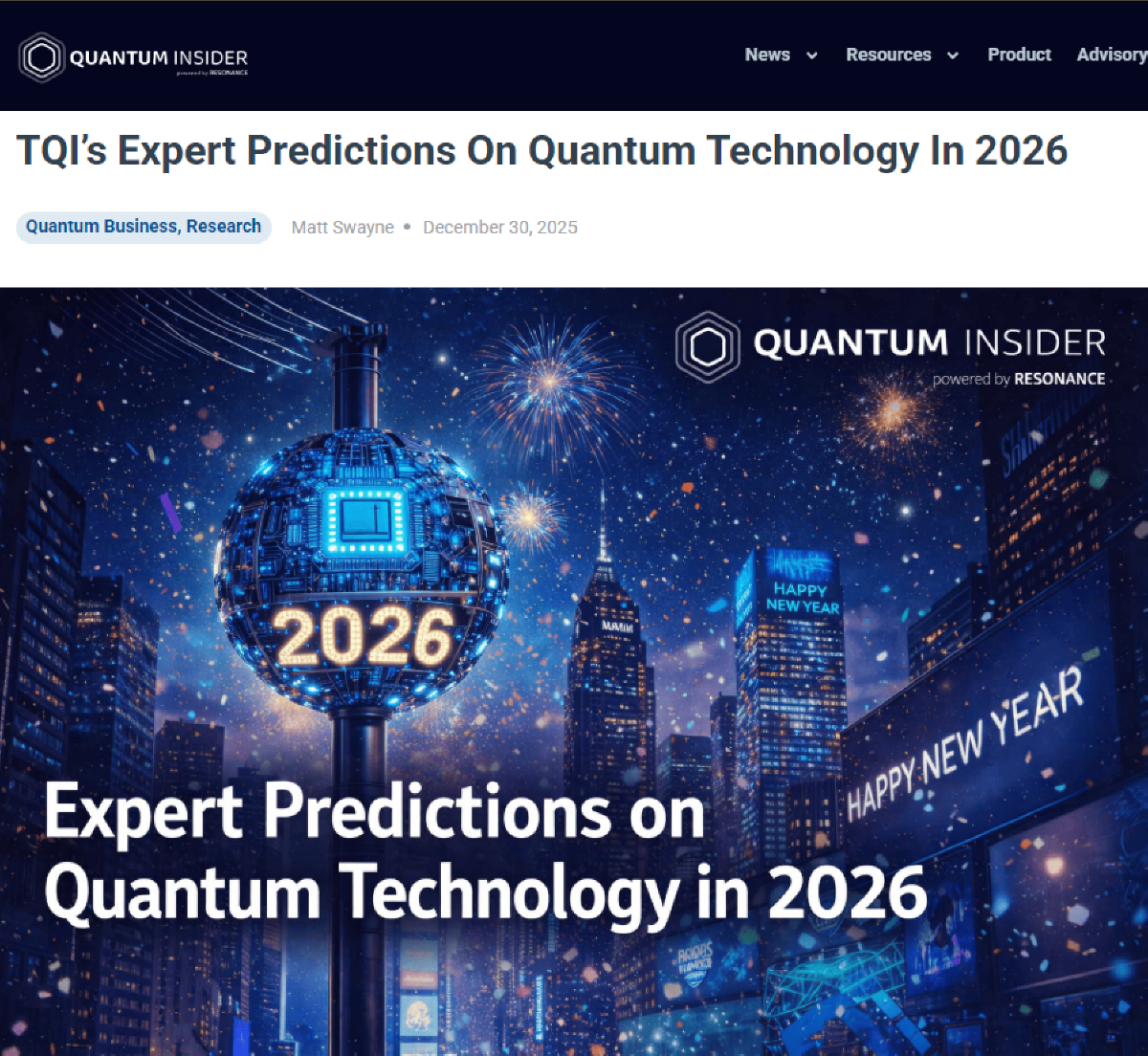 2026년 양자 기술에 대한 TQI 전문가 전망